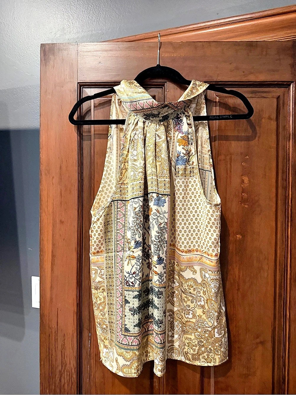 Joie Paisley Sleeveless Blouse in Cream & Brown Size XL
